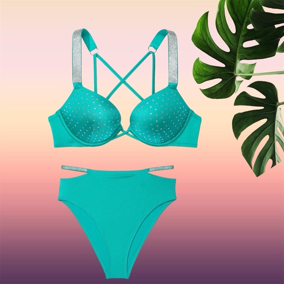 Victoria's Secret Other - NEW 38C/XL VICTORIA'S SECRET SWIM Shine Strap Bombshell Push-Up SET